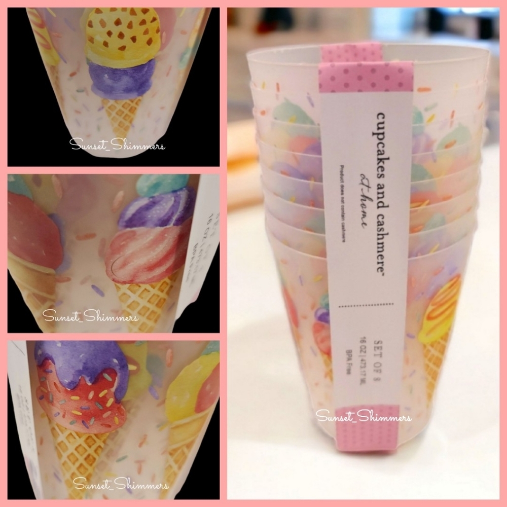 8 Cupcakes & Cashmere ICE CREAM CONE 16oz Tumbler Cups Outdoor Drink Glasses New